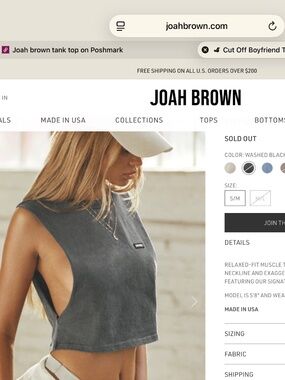 Joah Brown Crop Muscle Tank Green S/M